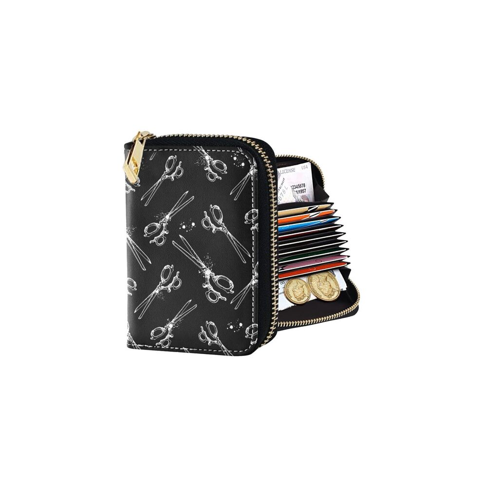 1211 Hair Stylist Hairdressing Scissors RFID Credit Card Holder Wallets